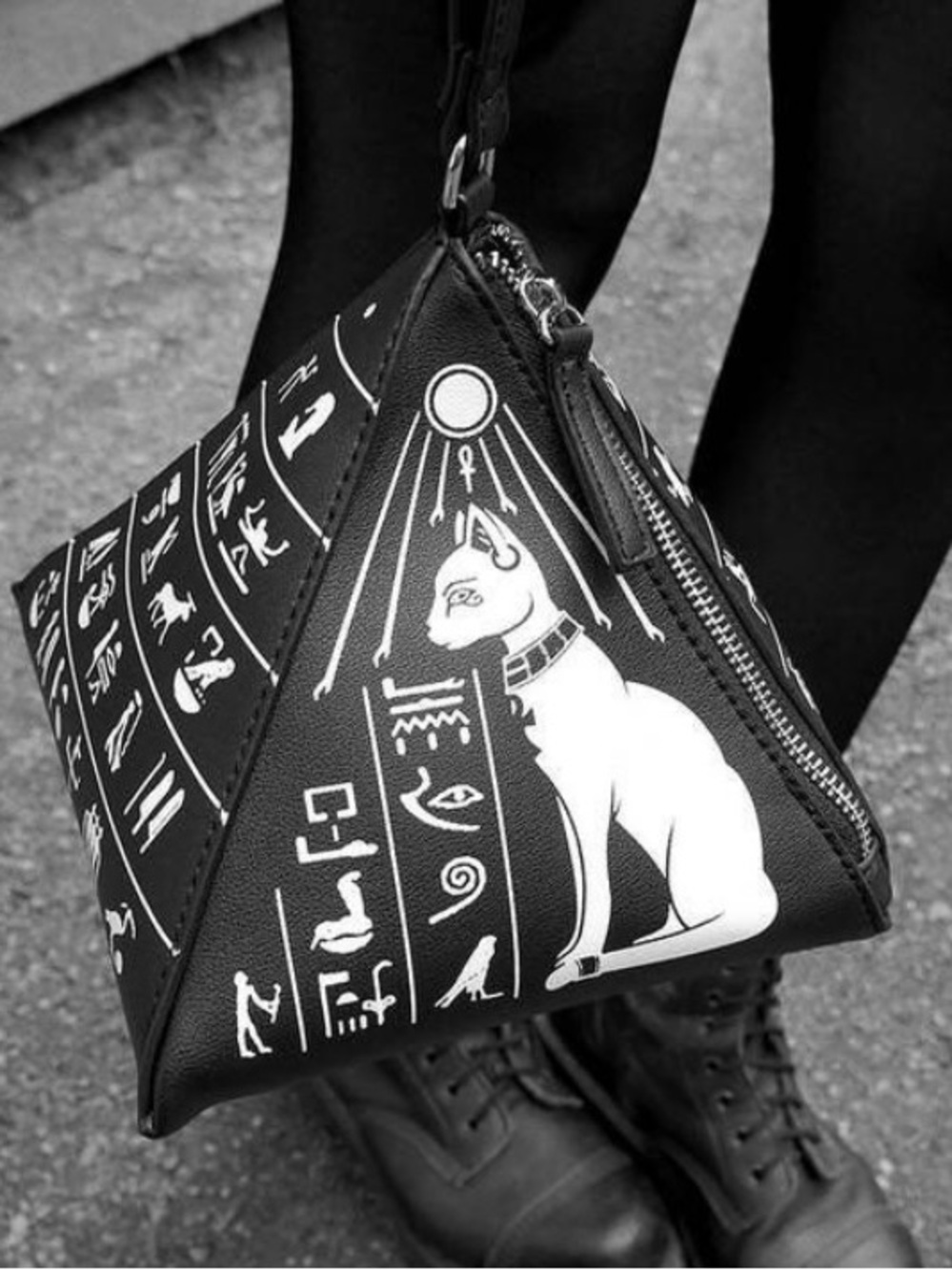 RARE Egyptian Pyramid Bag by Killstar, hieroglyphic clutch